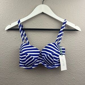 Lilly & Lime Striped Blaconette Bikini Top in Blue and White Sz 30F